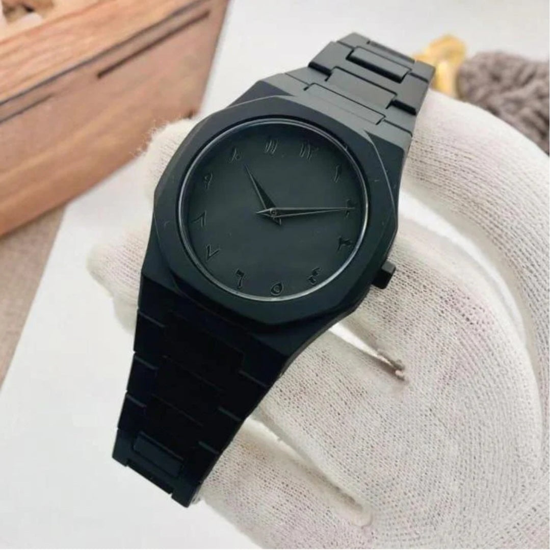 Black Aura Quartz Analog Watch for Men & Boys – Stylish & Elegant Timepiece - Light Weight 🔥