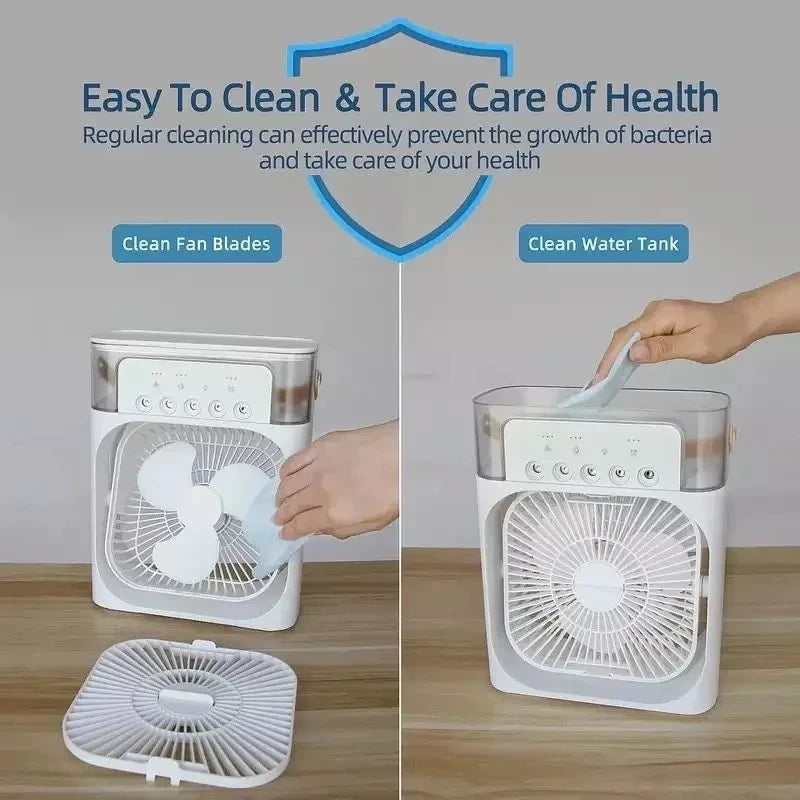 Portable 3-in-1 Air Cooler with LED Night Light Function for Home and Office ❄️