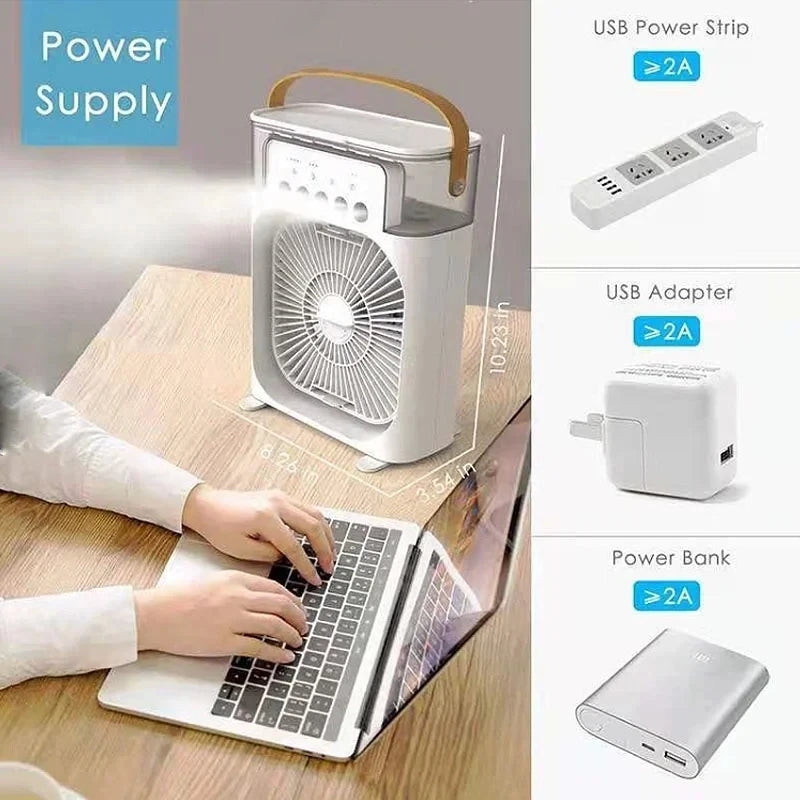 Portable 3-in-1 Air Cooler with LED Night Light Function for Home and Office ❄️