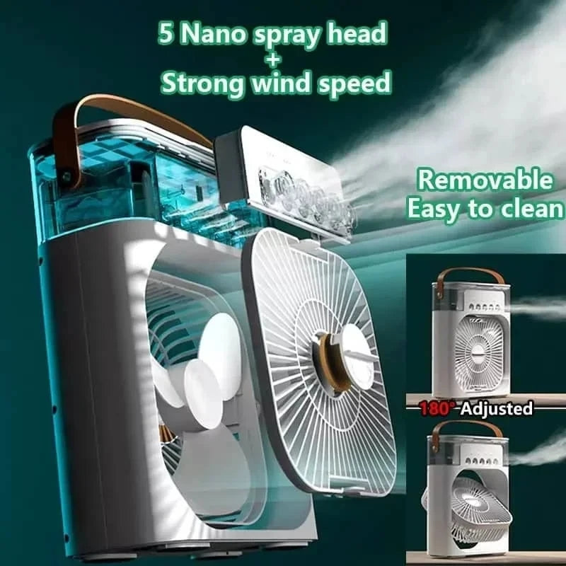 Portable 3-in-1 Air Cooler with LED Night Light Function for Home and Office ❄️