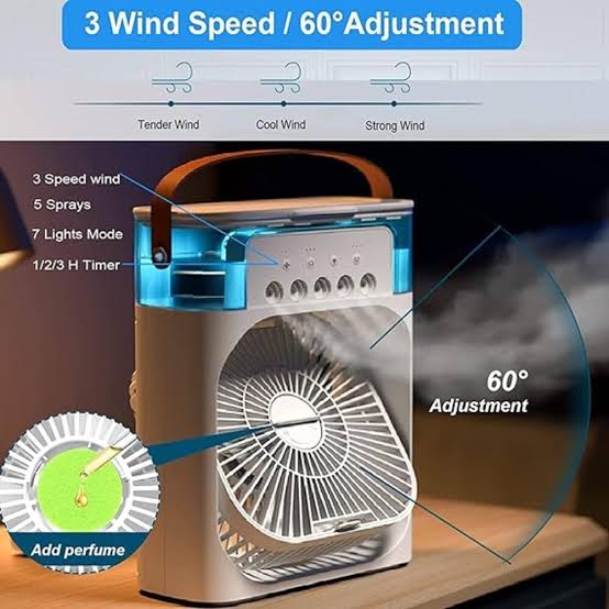 Portable 3-in-1 Air Cooler with LED Night Light Function for Home and Office ❄️